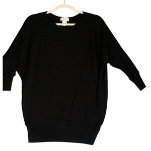 Apricot Stitch Fix Tunic Sweater Womens 12 Black Ribbed Dolman Sleeve Flattering